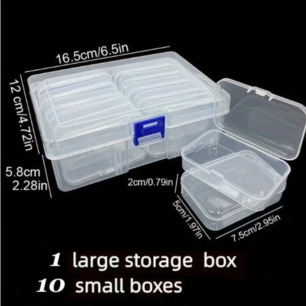 Bead Organizer Box - 10 pcs Clear Plastic Storage Containers In One Big One.
